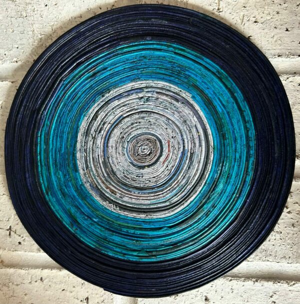 Recycled Round Mat, Large - D.Blue/L.Blue/White