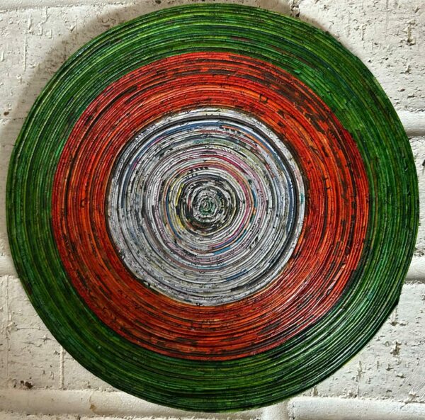 Recycled Round Mat, Large - Green/Red/White