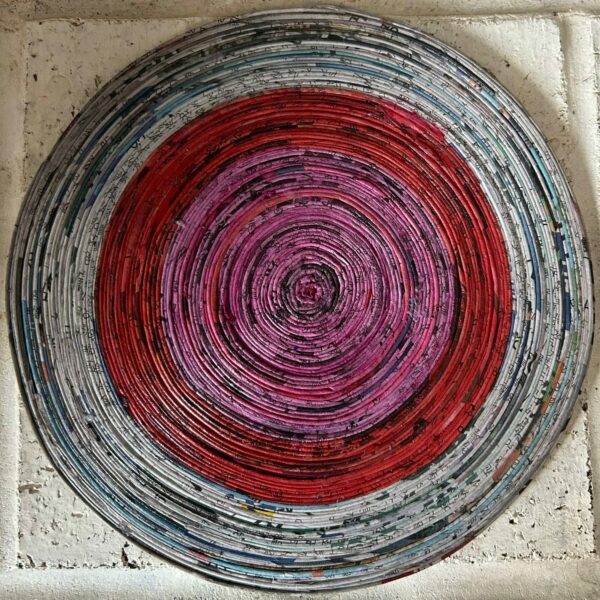 Recycled Round Mat, Large - White/Red/Lilac